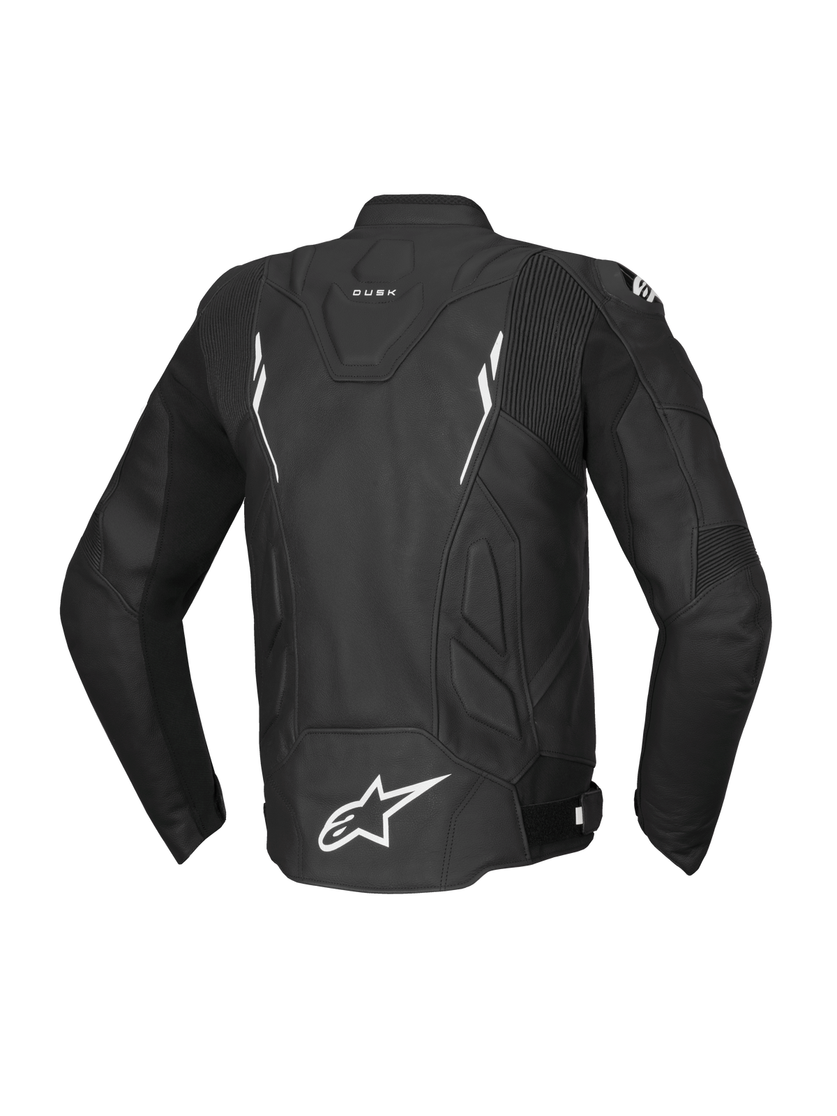 Alpinestars Kurtka Dusk Skórzana, męska kurtka wyścigowa, czarna i biała, skóra bydlęca, widok z tyłu, Tech-Air Ready