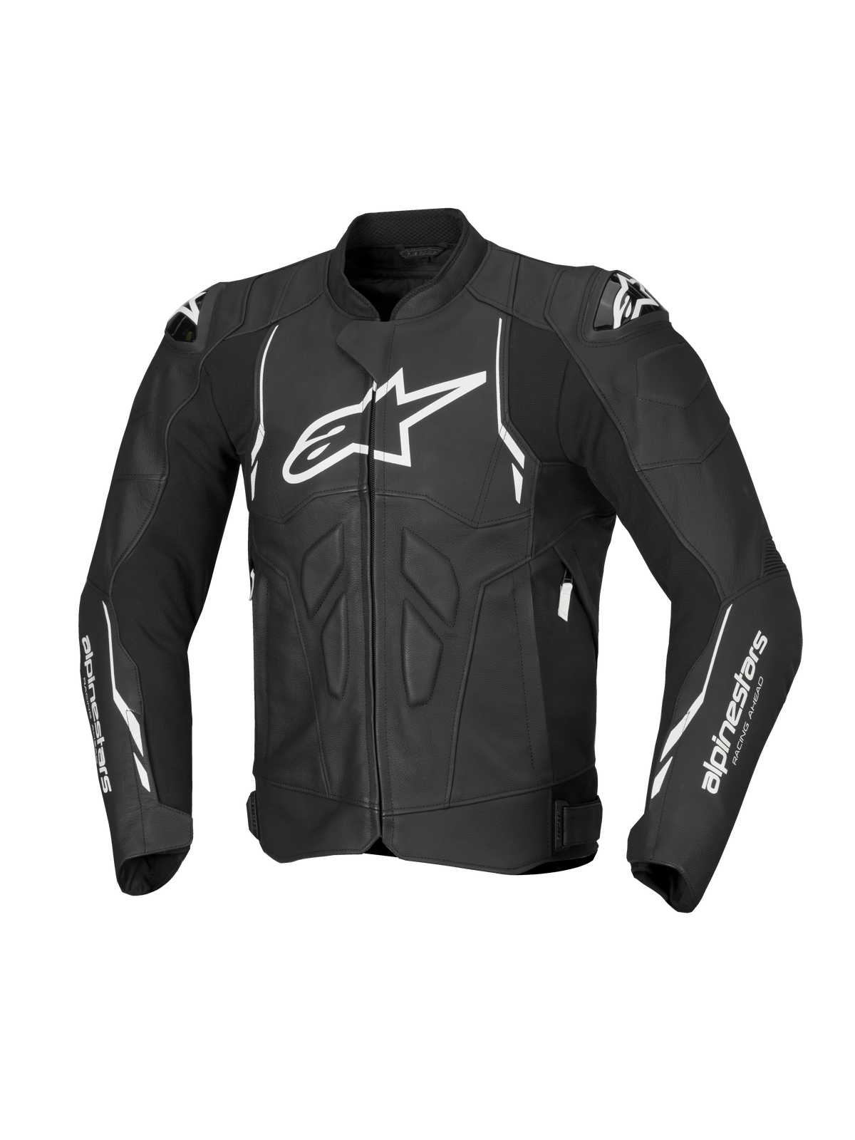 Alpinestars kurtka Dusk skórzana, męska czarna i biała wyścigowa kurtka motocyklowa, skóra premium, certyfikowana CE AA.