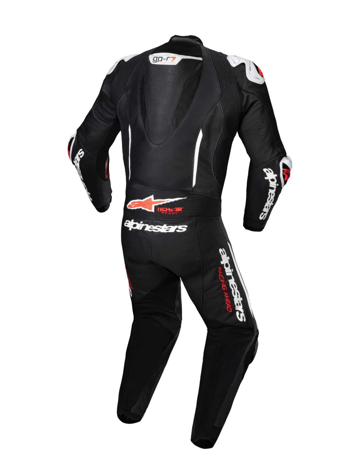 Skórzany kombinezon Alpinestars GP-R7 1 sztuka, wyścigowy, męski, czarny i biały, z garbem aerodynamicznym, Tech-Air Ready