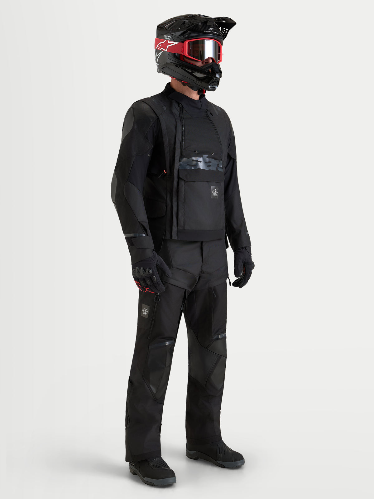 Alpinestars Harok V 2 Drystar Kurtka, męska kurtka motocyklowa adventure w kolorze czarnym, w zestawie z pasującymi spodniami, kaskiem i goglami, z certyfikowaną ochroną CE oraz wodoodporną konstrukcją