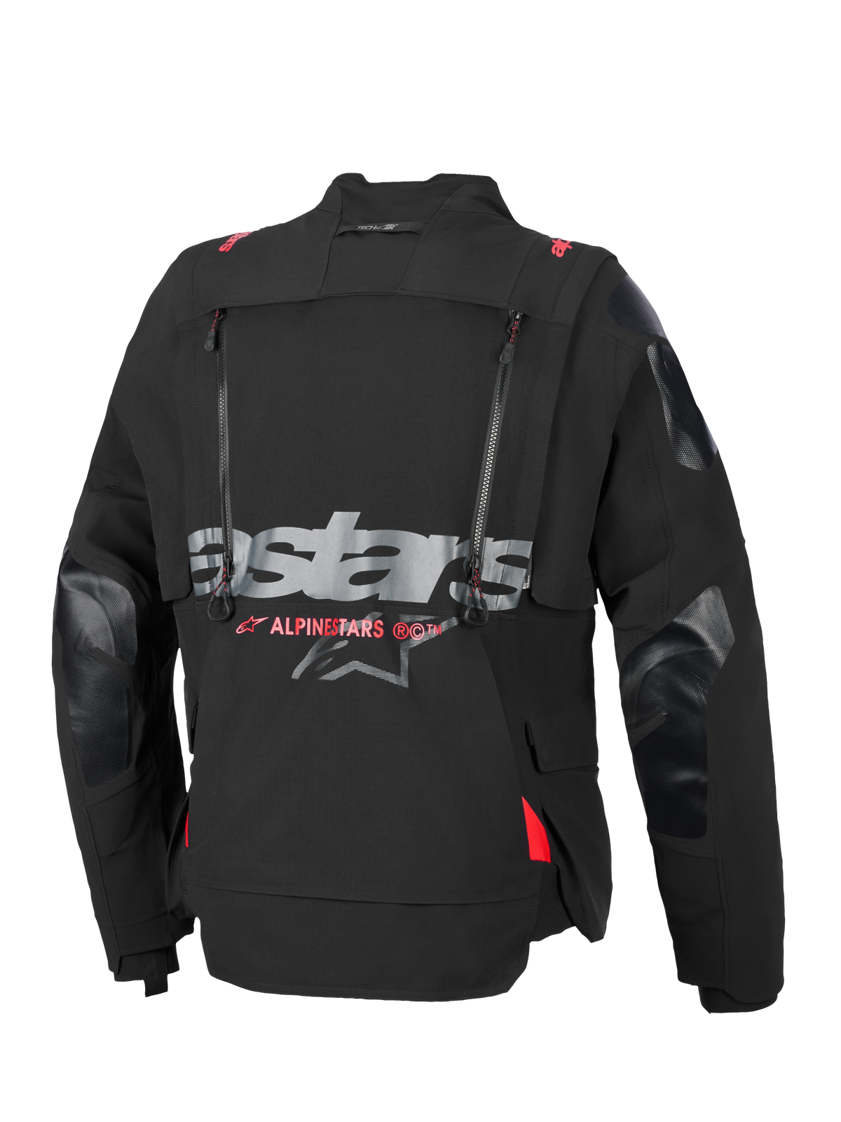 Alpinestars Halo Pro Drystar® XF Laminated Jacket, kurtka motocyklowa adventure, czarna z ciemnoszarymi elementami, modułowa 3-warstwowa konstrukcja tekstylna z wodoodpornymi zamkami i panelami wentylacyjnymi, zaprojektowana do turystyki terenowej
