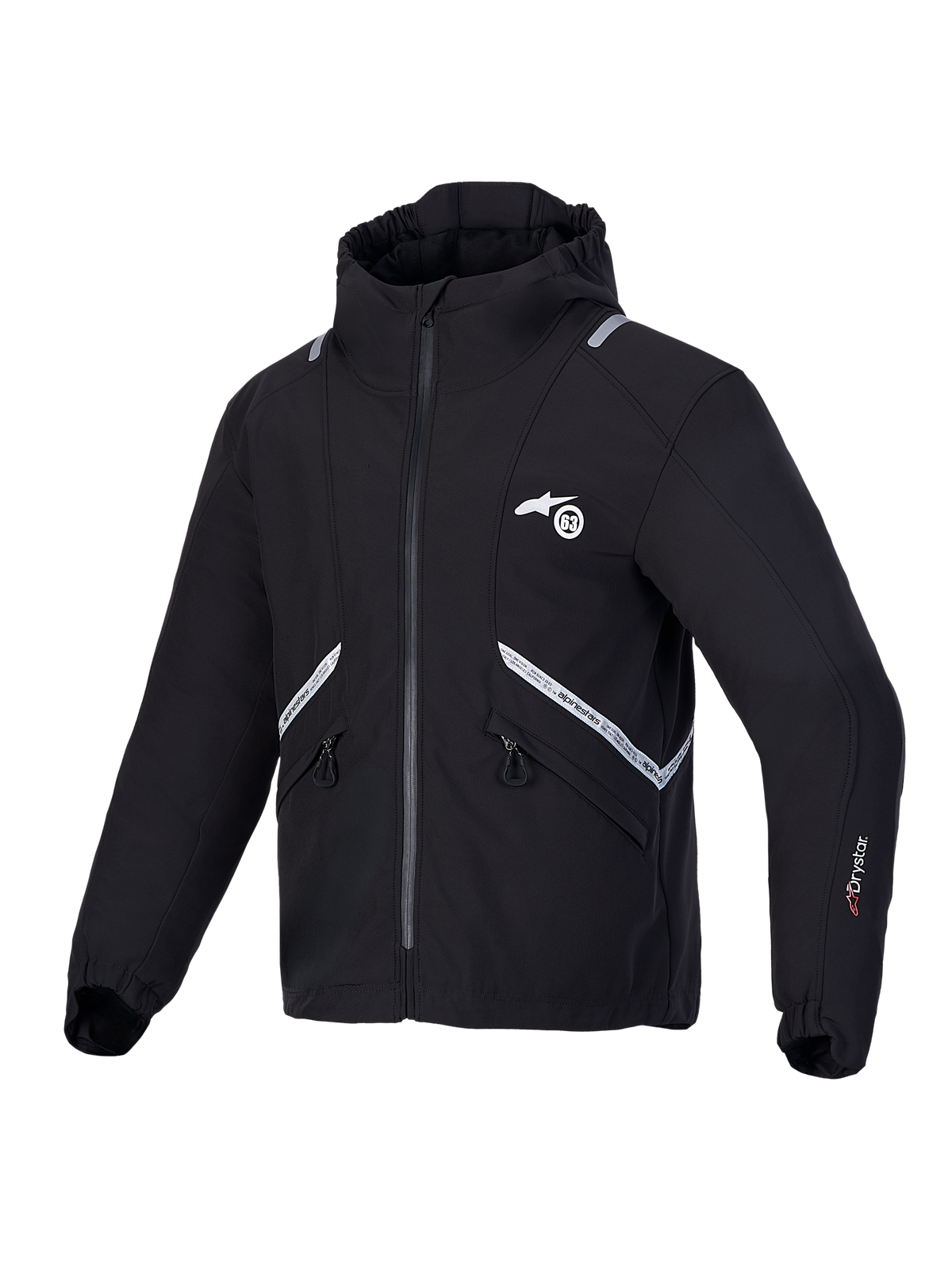 Alpinestars C 5 Drystar Kurtka, czarna wodoodporna kurtka motocyklowa ze zintegrowanym kapturem i elementami odblaskowymi, certyfikat CE