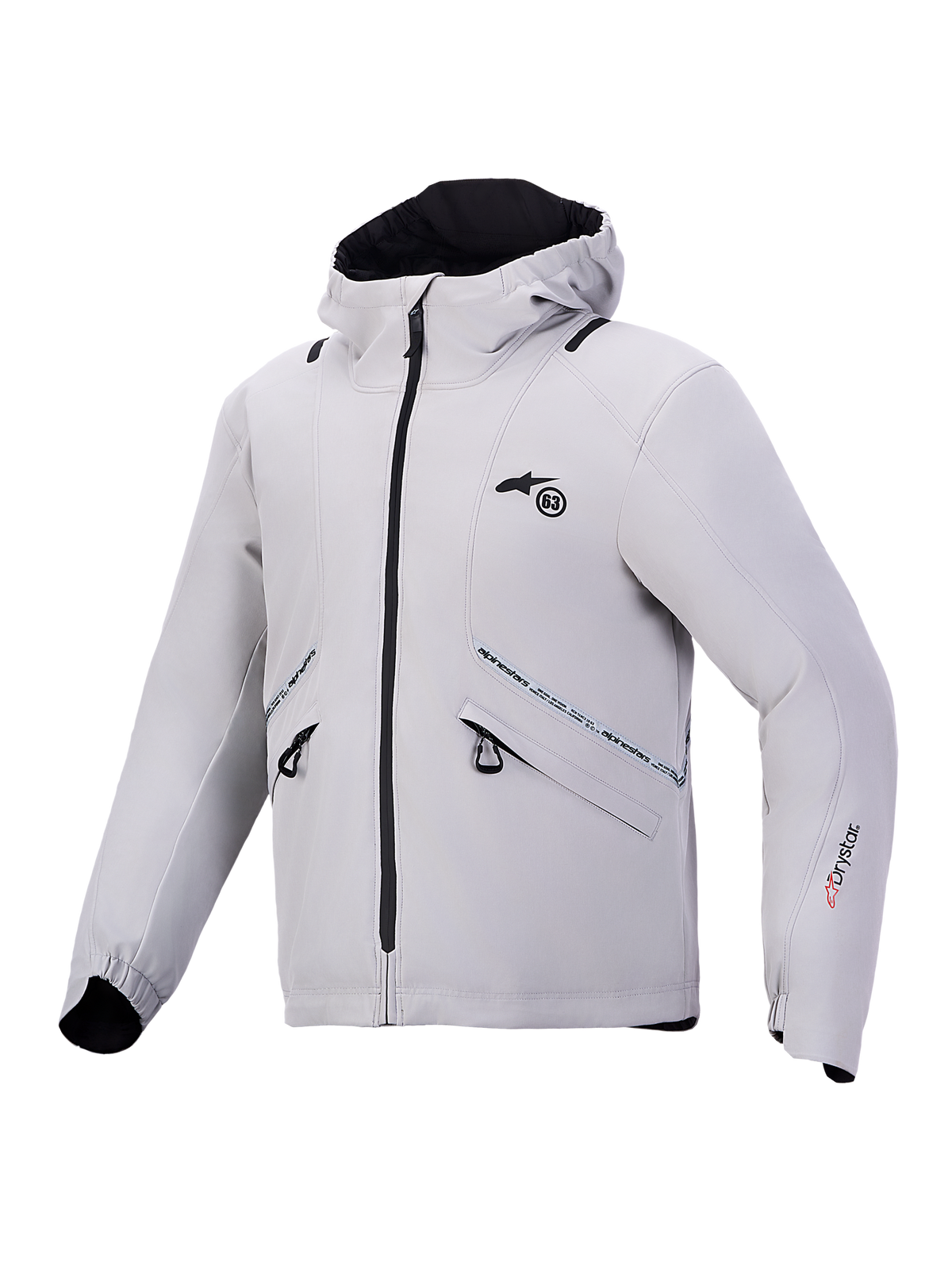 Alpinestars C 5 Drystar Kurtka, wodoodporna miejska kurtka motocyklowa, jasnoszara i czarna z zintegrowanym kapturem i ochroną CE