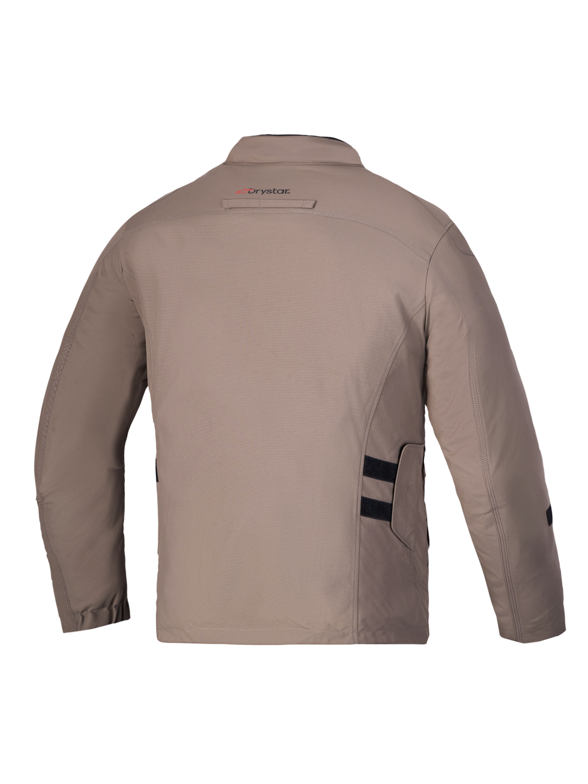 Altan Drystar Kurtka, męska miejska wodoodporna kurtka motocyklowa, widok z tyłu przedstawiający kolor Walnut Black z brandingiem Drystar i regulowanymi paskami w talii