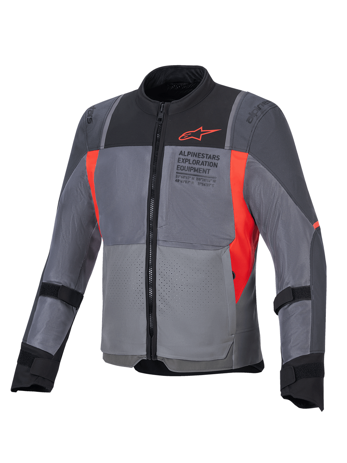 Kurtka Alpinestars ST-2 Air, męska tekstylna kurtka motocyklowa touring, szara i czerwona, wentylowane panele z siatki, certyfikat CE AA.