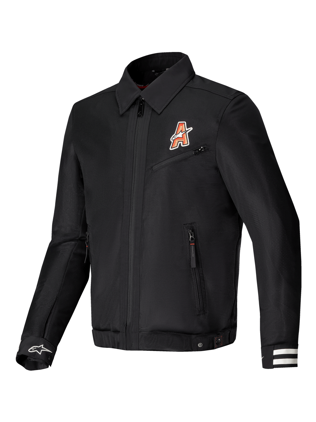 Alpinestars Kurtka Ignite Air, miejska kurtka motocyklowa z siatkowym korpusem, czarna, z grafiką w stylu klubowym i tradycyjnym kołnierzykiem koszulowym