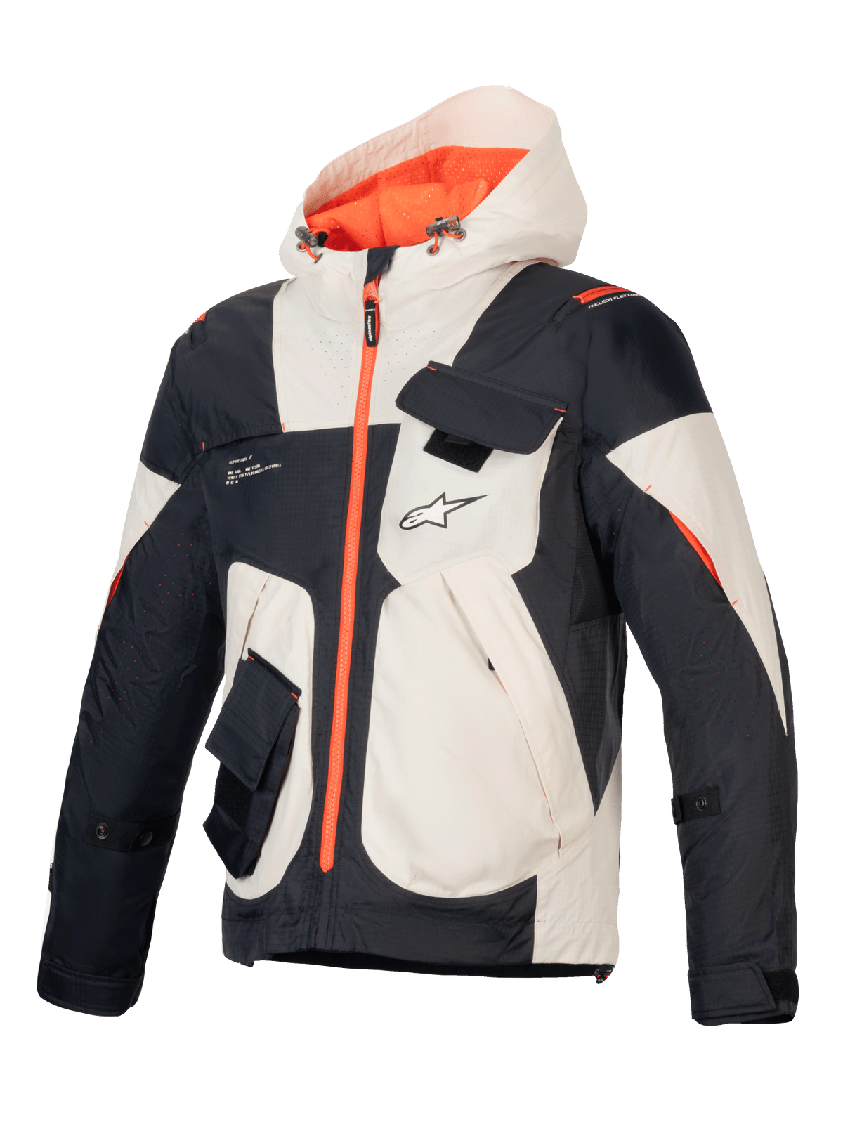 Kurtka Alpinestars Mogress Air, męska miejska kurtka motocyklowa, czarna i migdałowa z pomarańczowymi detalami, ripstop.