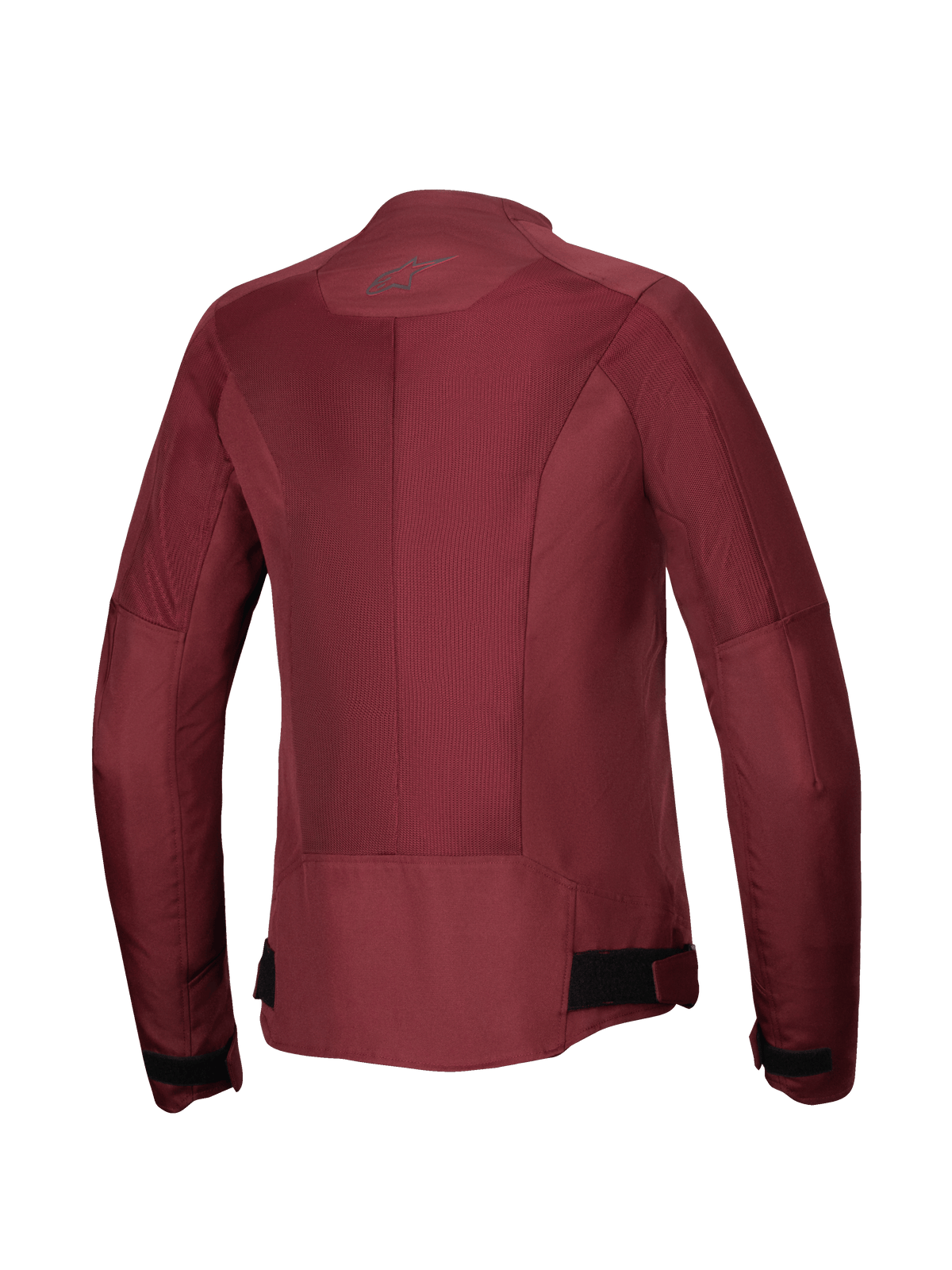 Kurtka Alpinestars Stella C-1 Air, damska kurtka motocyklowa, bordowa, widok z tyłu prezentujący duże panele z siatki technicznej zapewniające przepływ powietrza, odblaskowe logo na karku oraz regulowane paski w pasie, miejska odzież motocyklowa