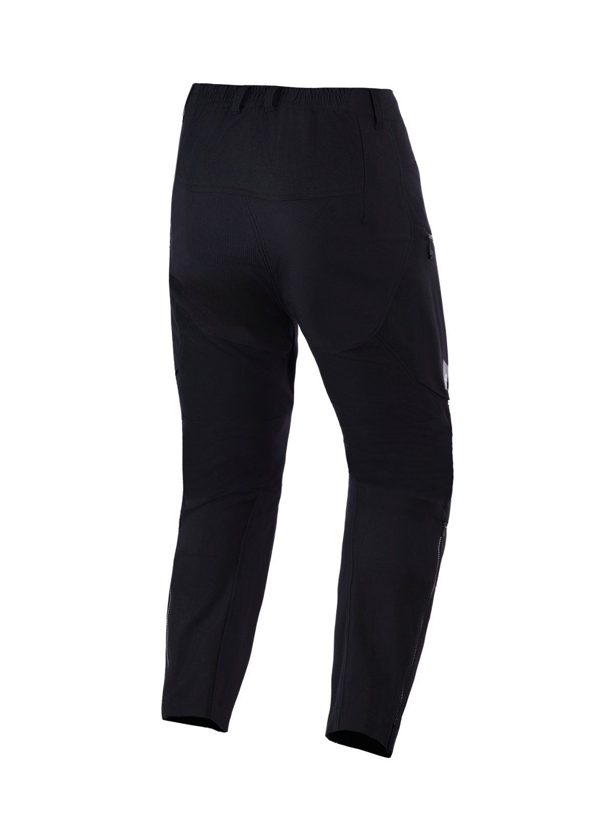 Alpinestars Explore AST Pants Short, spodnie motocyklowe adventure, czarne, widok z tyłu pokazujący konstrukcję ripstop, zamki na dole nogawek i ergonomiczny krój do jazdy w ciepłe dni