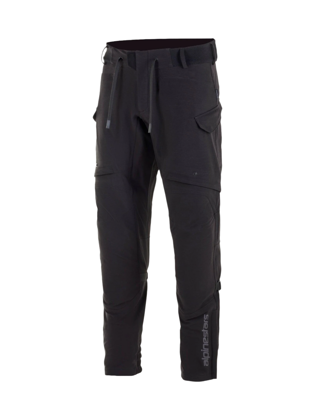 Alpinestars Juggernaut, czarne męskie miejskie spodnie motocyklowe softshell, wodoodporne, ochraniacze Nucleon Flex Plus.