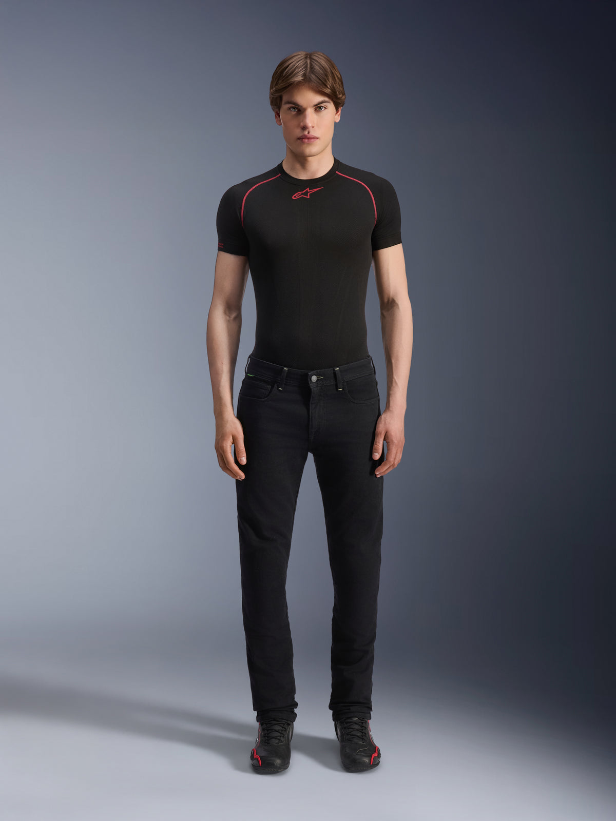 Alpinestars Copper V3 Denim Pants in Black Rinse, regular straight-leg motorcycle riding jeans for urban commuting.