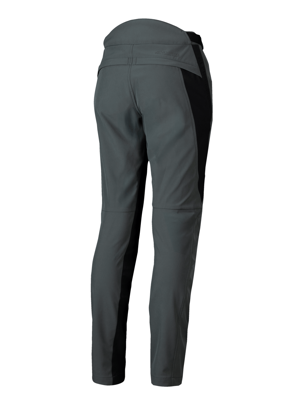 Alpinestars Alamosa, damskie tekstylne spodnie motocyklowe, szare z czarnymi panelami, miejski fason slim fit, widok z tyłu.