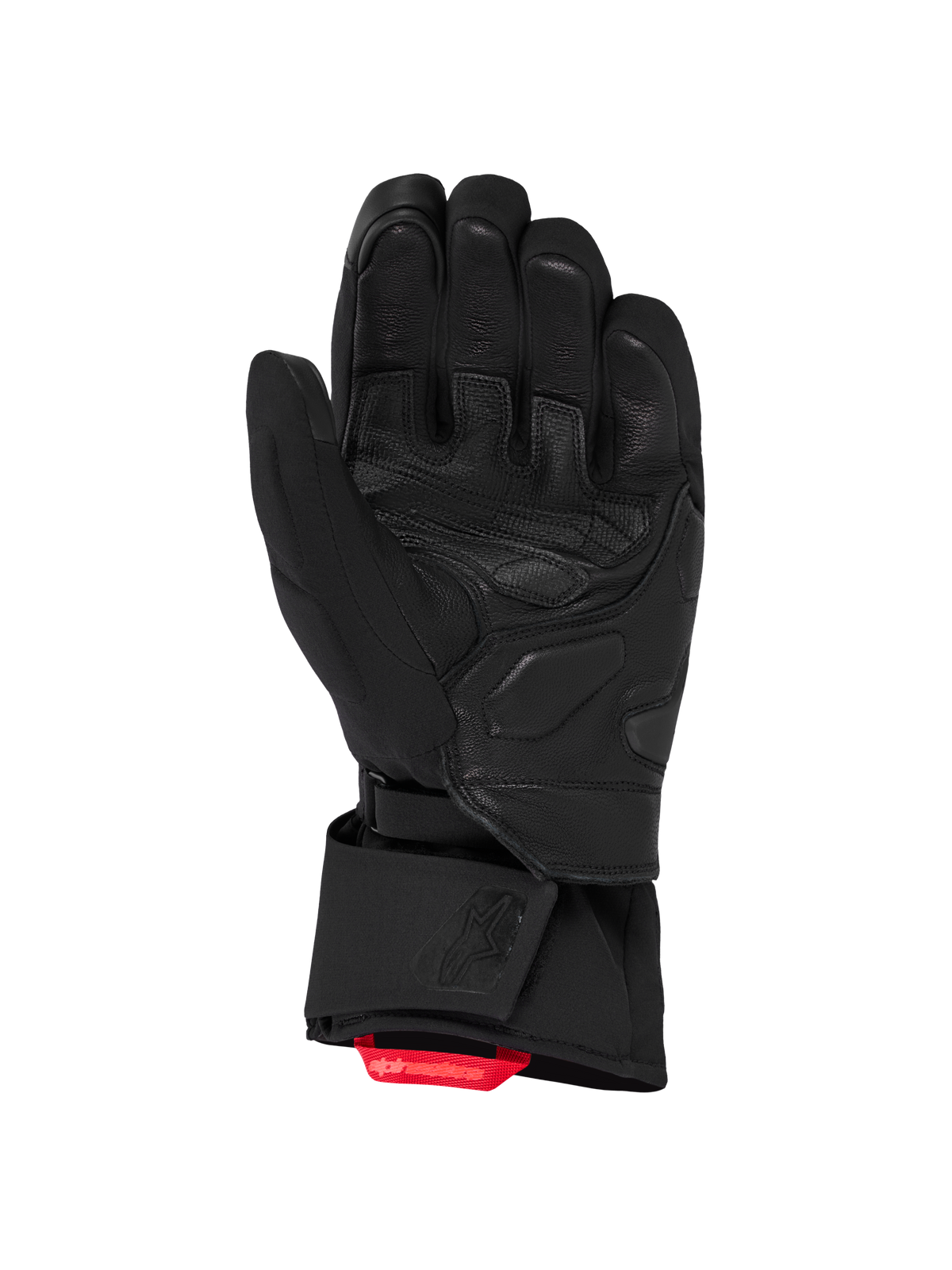 Alpinestars Wt 5 Drystar Insulated Rękawice, zimowe rękawice motocyklowe adventure, czarne z czerwonym uchwytem, wodoodporna membrana Drystar i konstrukcja dłoni z koziej skóry