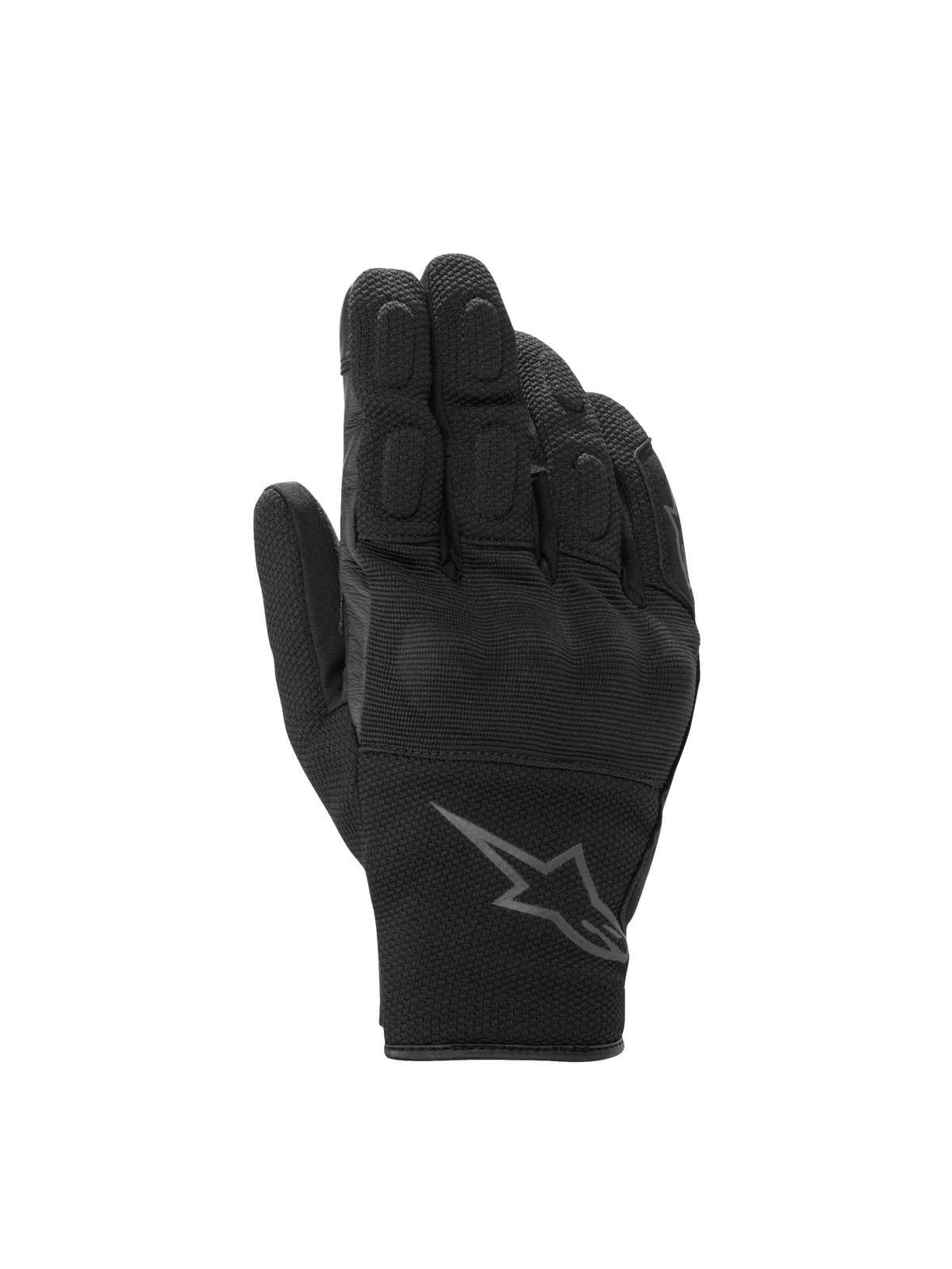 Rękawice Alpinestars S-Max Drystar, czarne i szare wodoodporne krótkie sportowe rękawice motocyklowe z ochroną kostek.