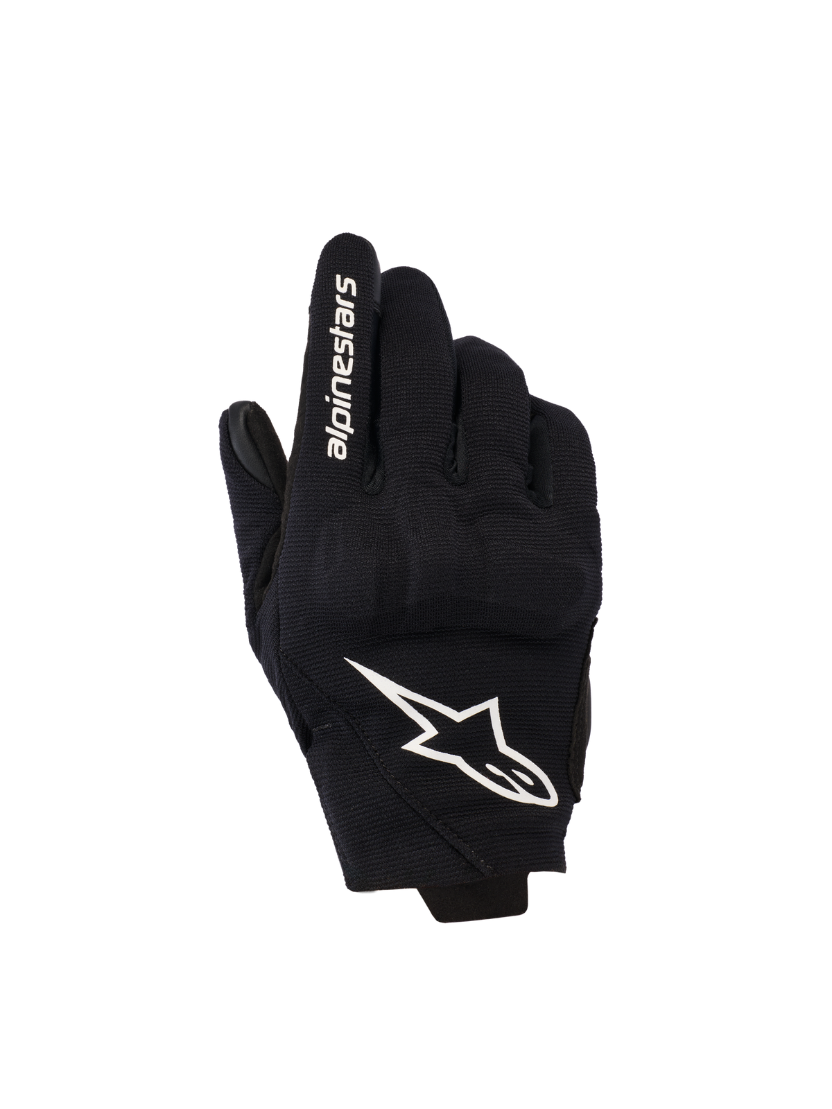 Alpinestars Reef Women's V2 Gloves, Black and White, Short Cuff Motorcycle Gloves, Textile Backhand with 3D TPU Knuckle Protection, White Star Logo and Branding on Index Finger