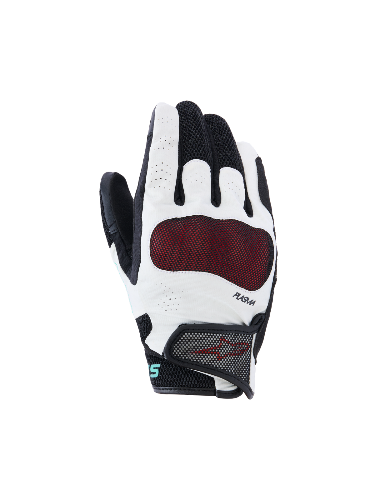 Alpinestars Stella Mogress Airflow Gloves, Women's Motorcycle Gloves, Black and White with Red Knuckle Guard, Breathable 3D Mesh and Perforated Construction, PLASMA Technology, Short Cuff Urban Riding Design