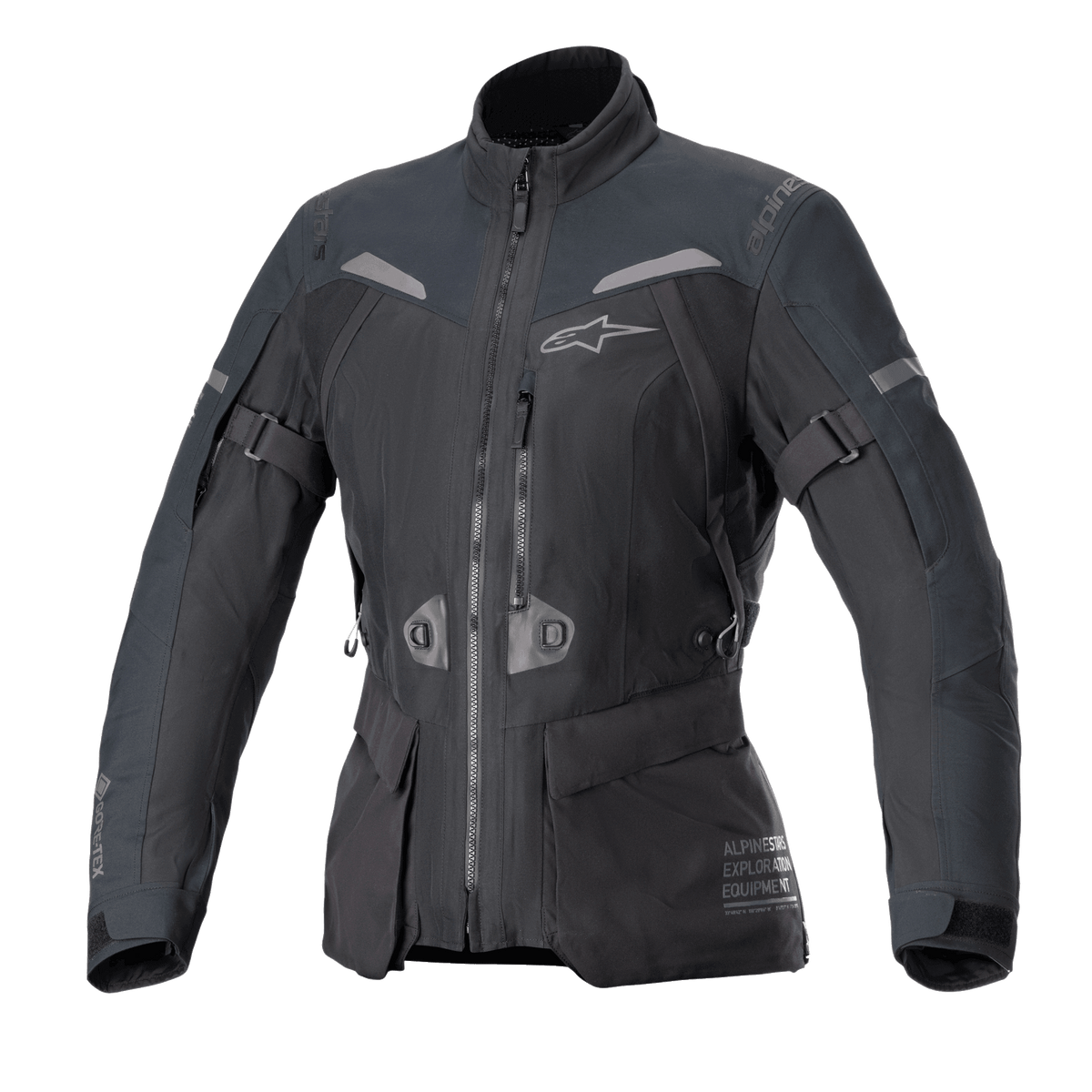 Alpinestars Kurtka Stella ST-7 2L GORE-TEX, damska turystyczna kurtka motocyklowa, czarna i ciemnoszara, laminowana konstrukcja wodoodporna, certyfikat CE