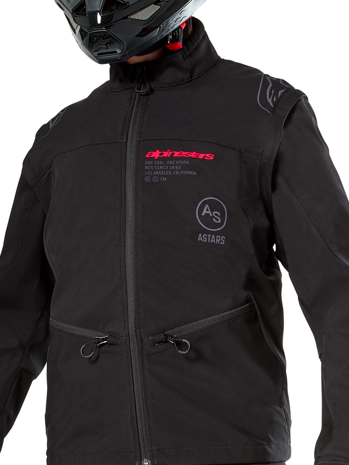 Alpinestars Lite-Dura Softshell Jacket, Black, windproof off-road enduro jacket, modular design with detachable sleeves and fleece lining, minimalist technical style