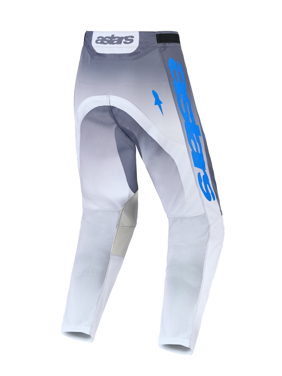 Alpinestars Racer Amber, męskie spodnie motocrossowe, szare i niebieskie, trwały poliester 600D, widok z tyłu