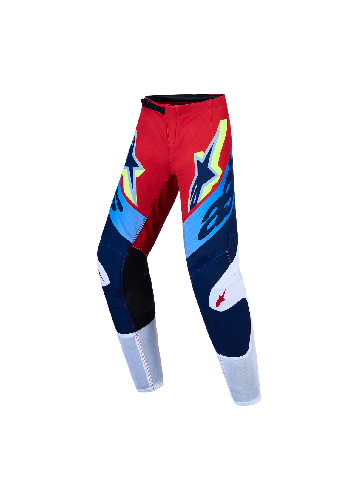 Alpinestars Spodnie Supertech Dyna Młodzieżowe AND Młodzież Supertech Dyna Gear Set, czerwone i granatowe spodnie rip-stop.