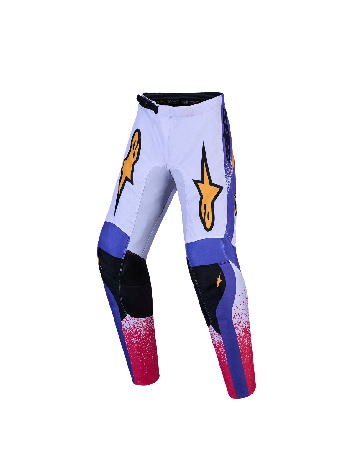 Alpinestars spodnie Fluid Drag młodzieżowe, liliowe i niebieskie, wytrzymały poliester 600D, odzież motocrossowa