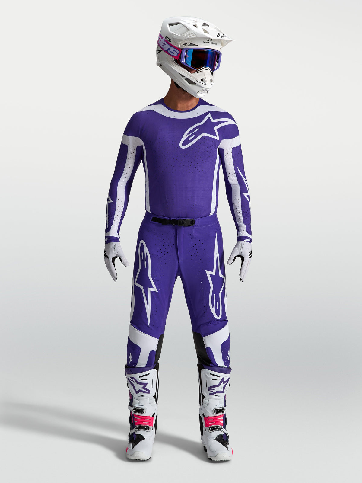 Alpinestars koszulka Supertech Vesta i zestaw, męska odzież motocrossowa, ciemnoniebieska i biała, profesjonalny krój sportowy.