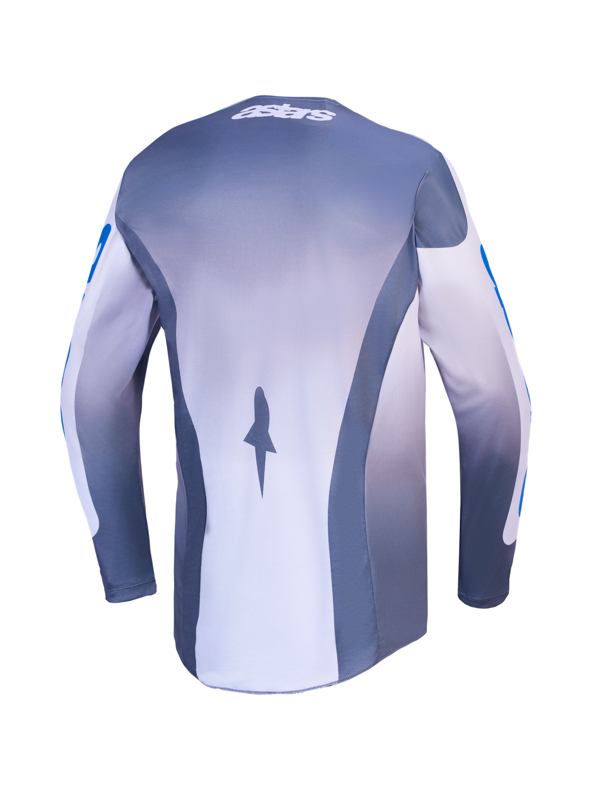 Alpinestars koszulka Racer Amber i 2027 Gear Set, szaro-niebieska męska koszulka motocrossowa, tył z panelami z siatki.