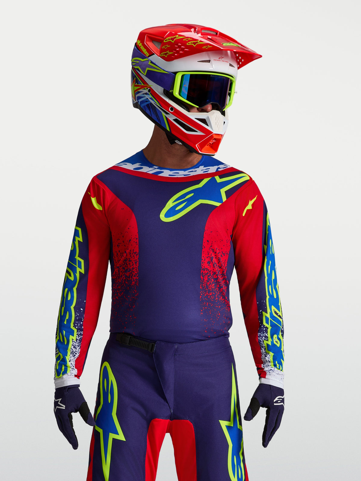 Alpinestars koszulka Fluid Drag, męska koszulka motocrossowa, granatowa i czerwona, oddychający materiał, off-road.