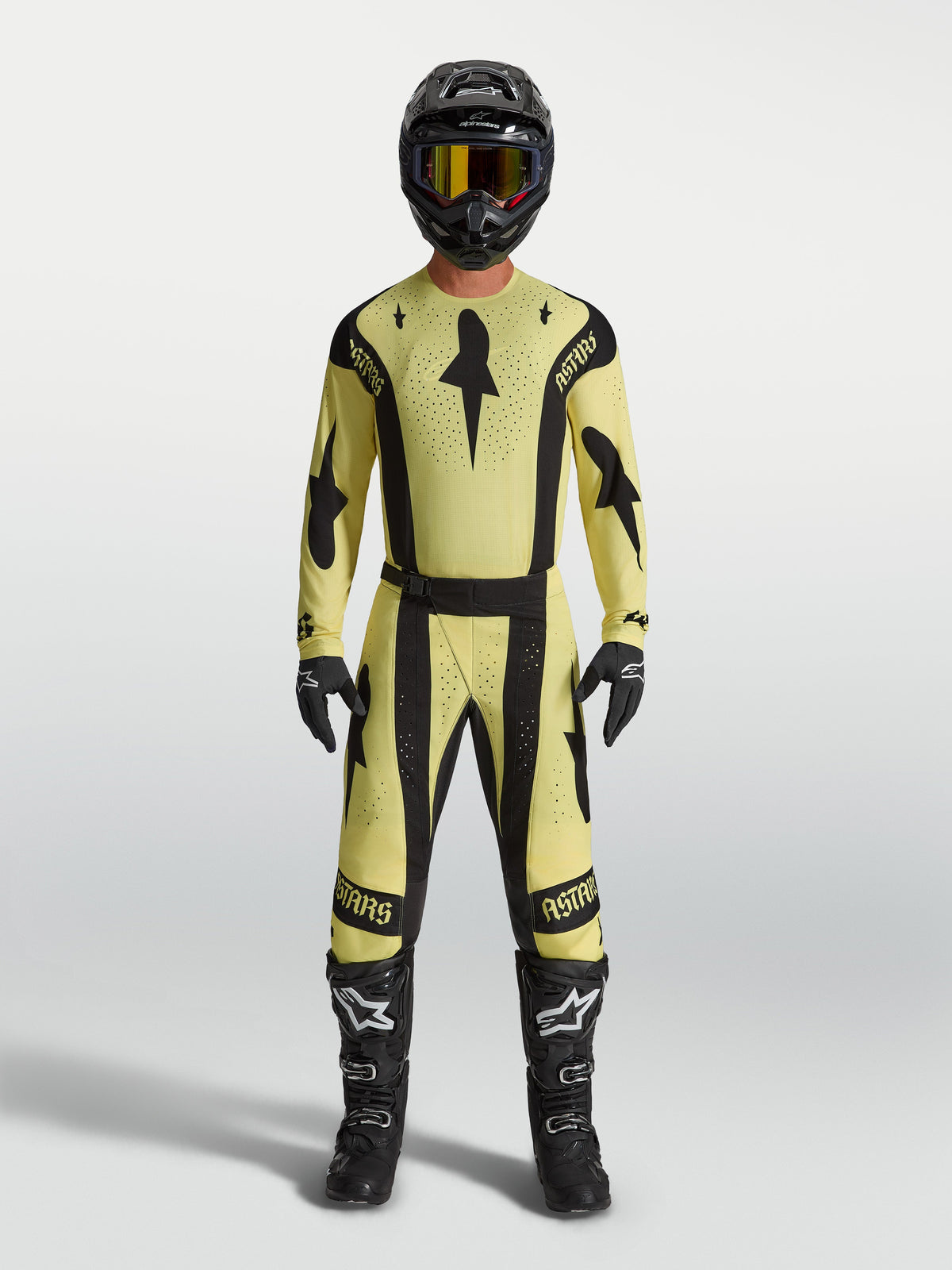 Koszulka Alpinestars Techstar Atrox, żółta i czarna męska koszulka motocrossowa, sportowy krój z laserową wentylacją.