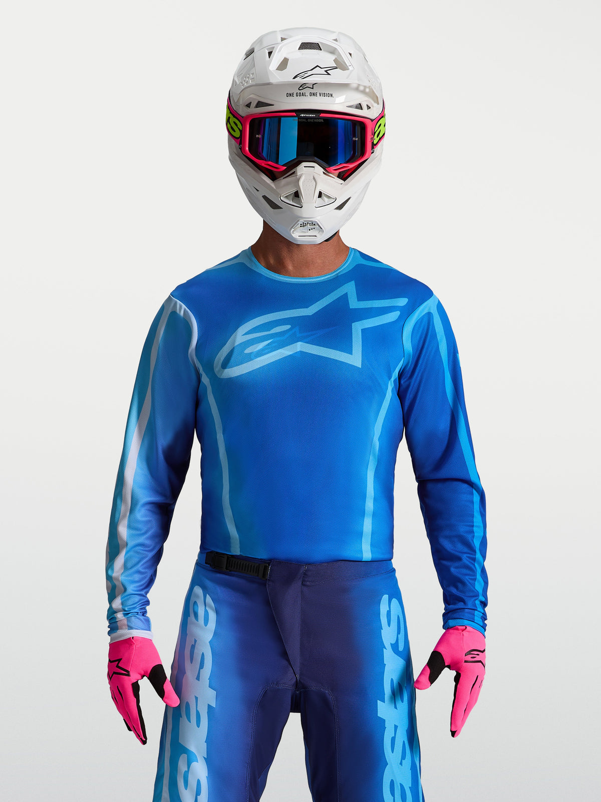 Alpinestars Koszulka Fluid Kepler, niebieska męska koszulka motocrossowa z lekkiego poliestru, ergonomiczny krój