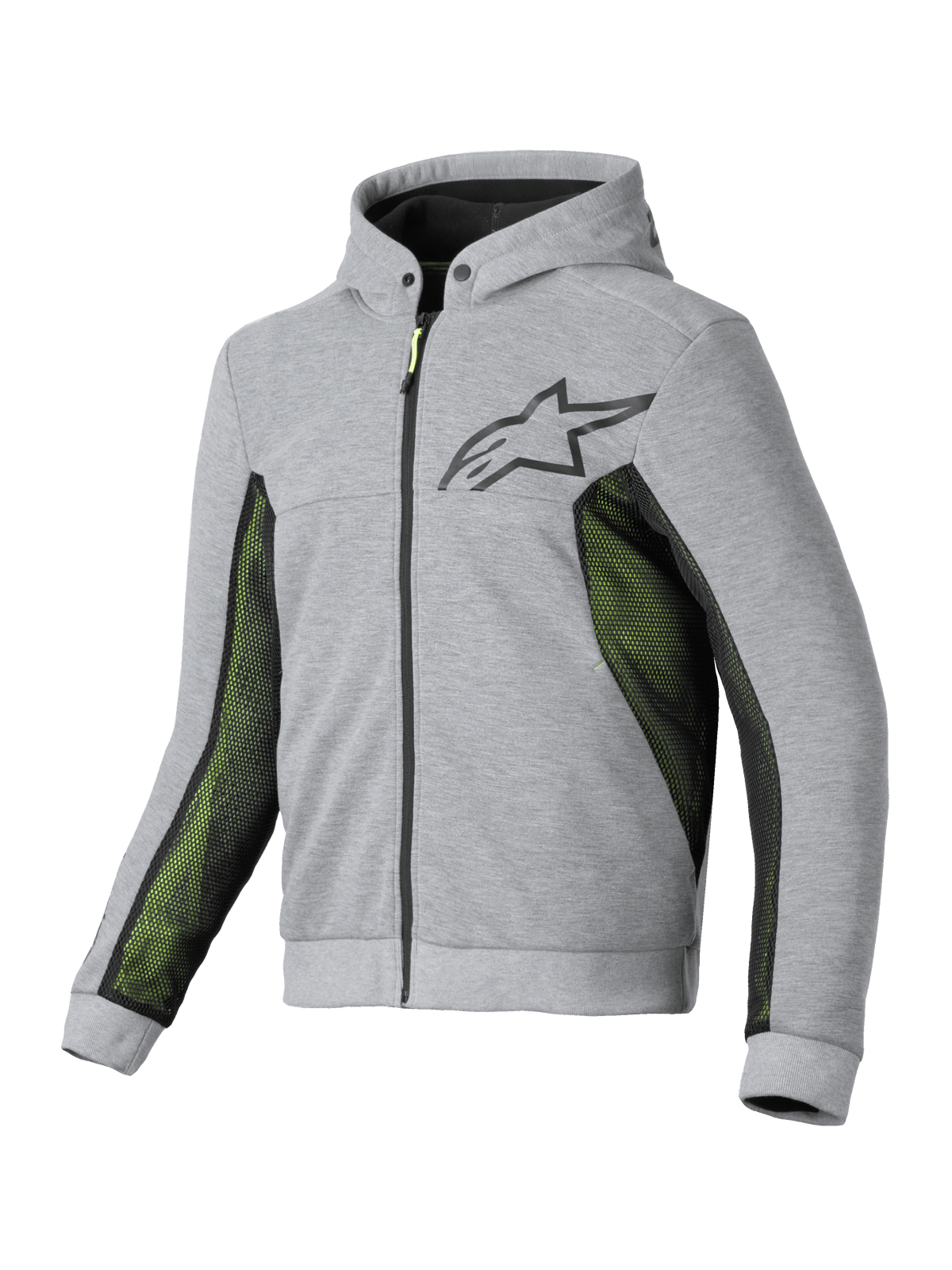 Alpinestars Chrome Air Sport Hoodie, męska motocyklowa bluza z kapturem, szaro-czarna, z panelami wentylacyjnymi z siatki, certyfikowana CE
