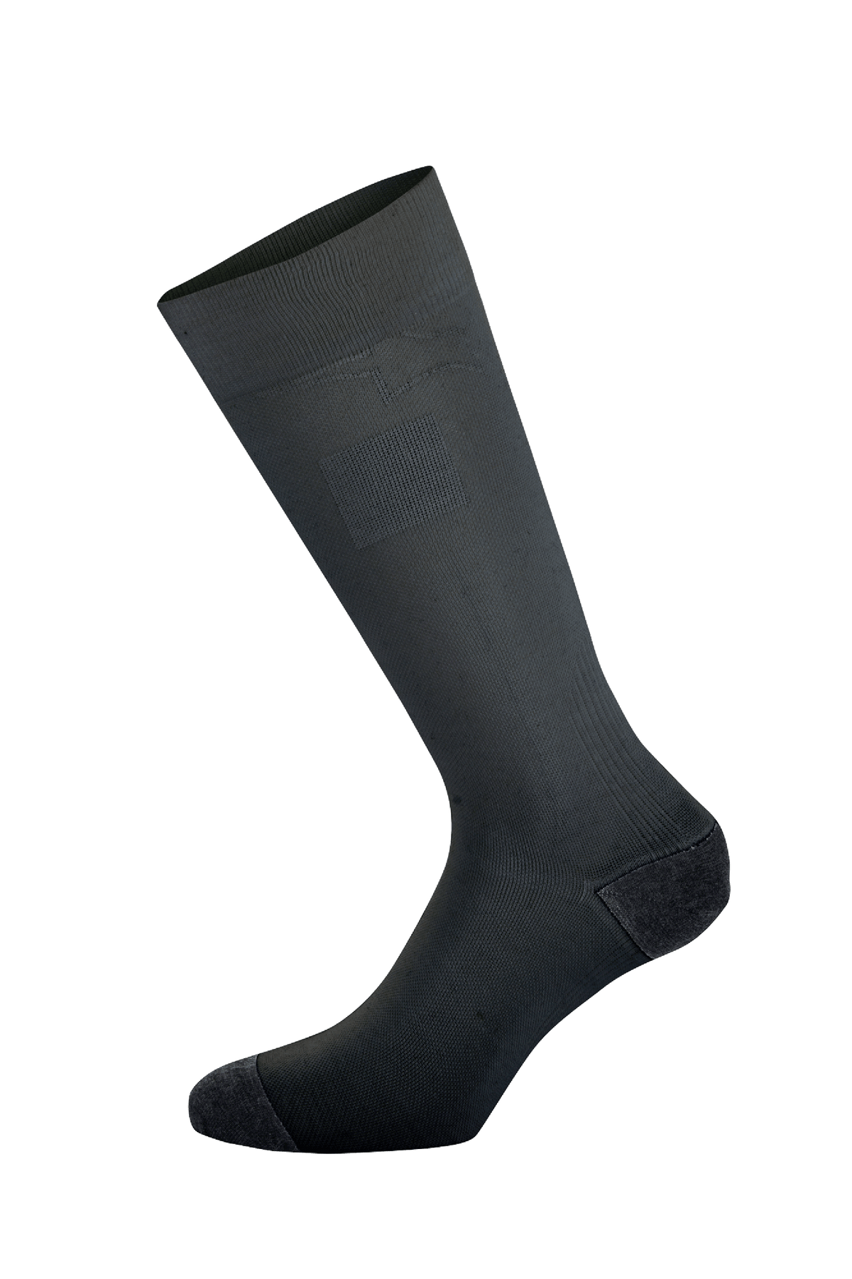 Alpinestars ZX V4 Socks, czarne samochodowe skarpety wyścigowe, bezszwowa konstrukcja techniczna, długość do łydki z prążkowanymi strefami kompresji oraz wzmocnioną piętą i palcami, ognioodporny materiał aramidowy do sportów motorowych