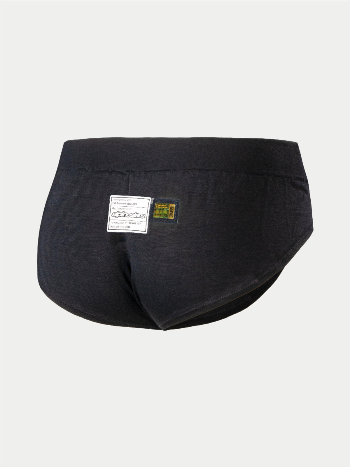 Alpinestars Stella TECH ZX Briefs, damska bielizna wyścigowa, czarne, z białą etykietą homologacji FIA z tyłu, ognioodporna warstwa bazowa do wyścigów samochodowych