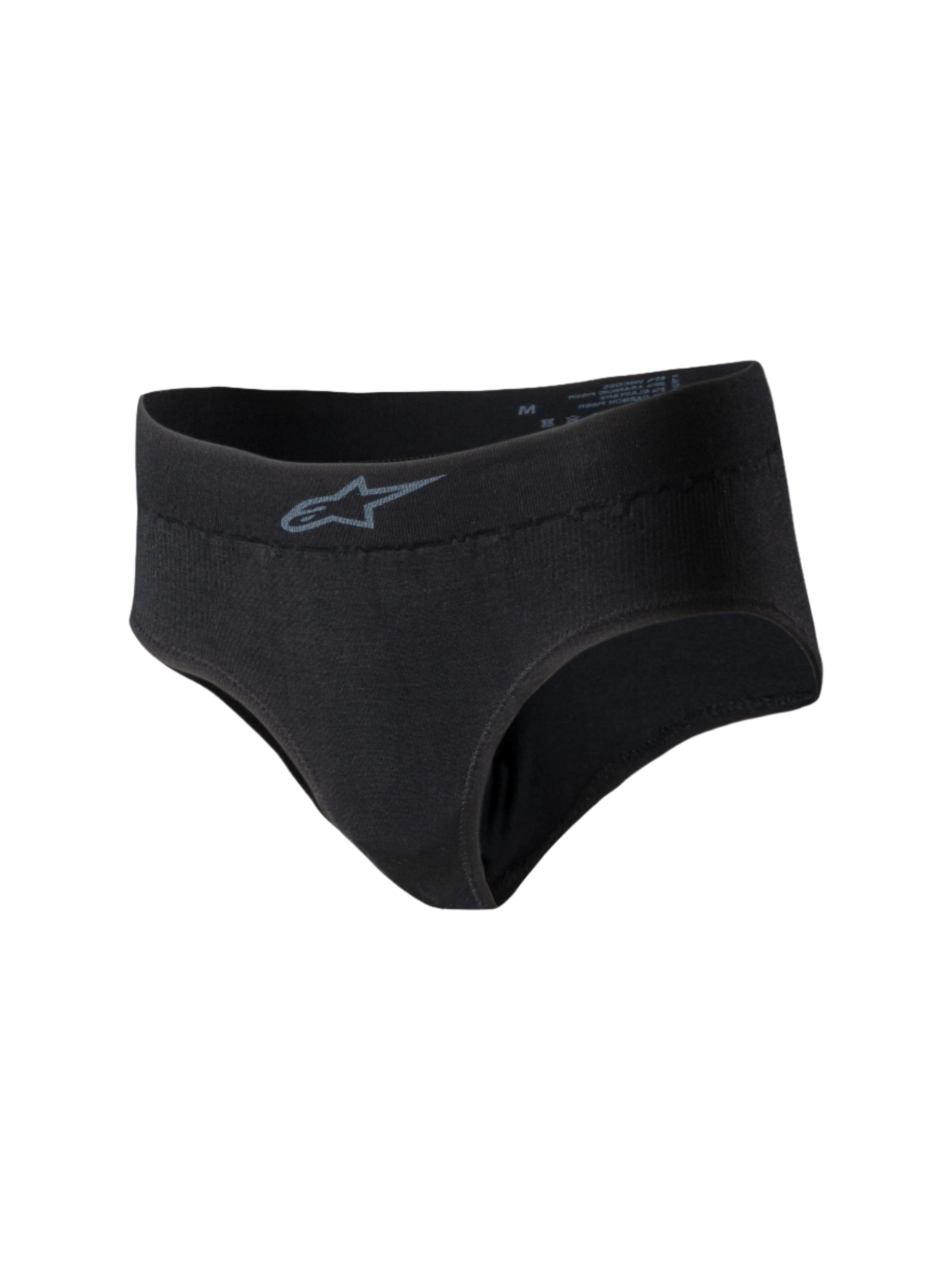 Majtki Alpinestars Stella TECH ZX, damska bielizna wyścigowa, czarne, z małym szarym logo Alpinestars w pasie, lekki ognioodporny materiał dzianinowy, warstwa bazowa z certyfikatem FIA 8856-2018