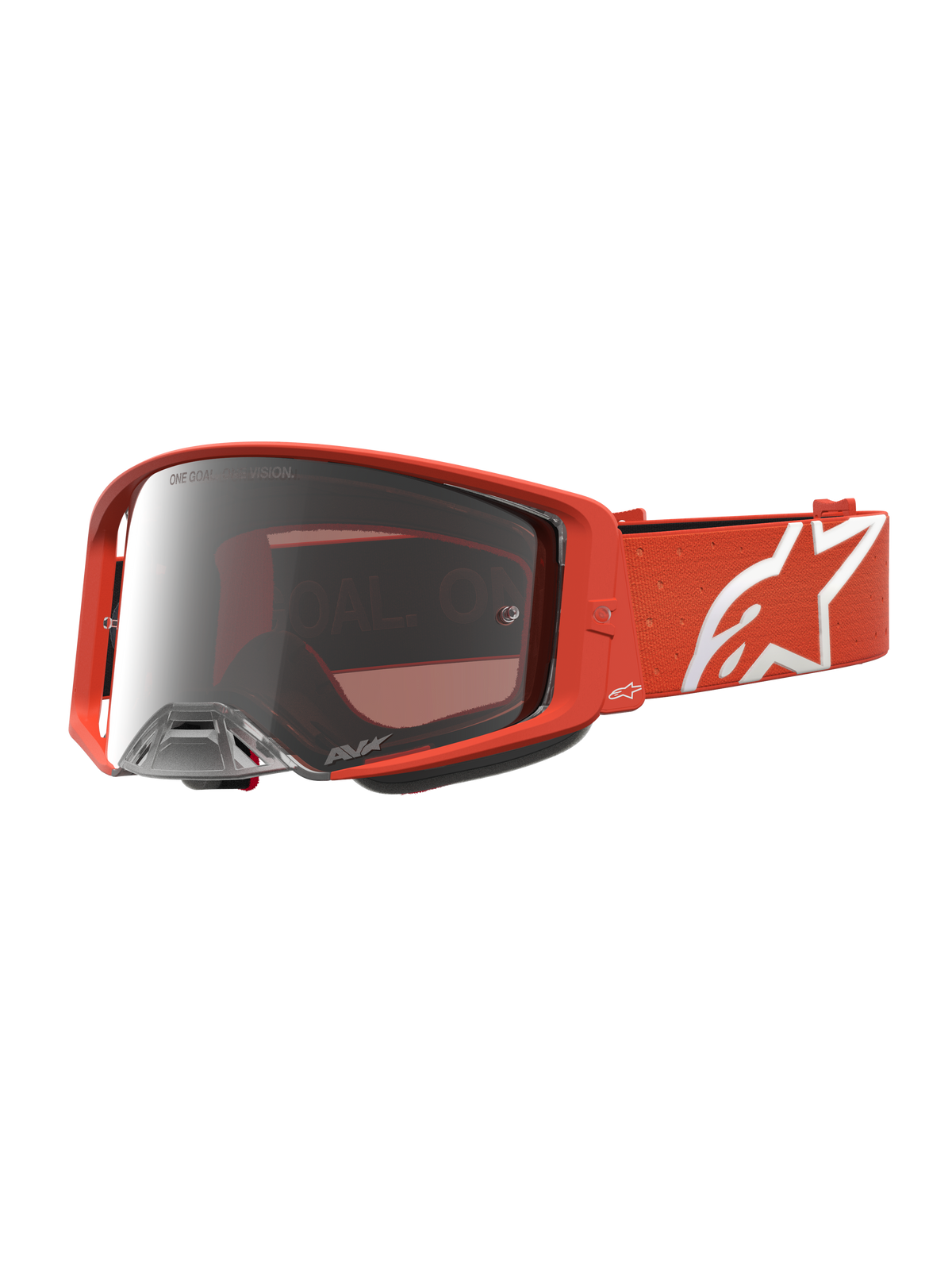 Alpinestars Supertech Vesta, gogle motocrossowe, wyścigi off-road, pomarańczowe ze srebrną lustrzaną szybką i białym logo