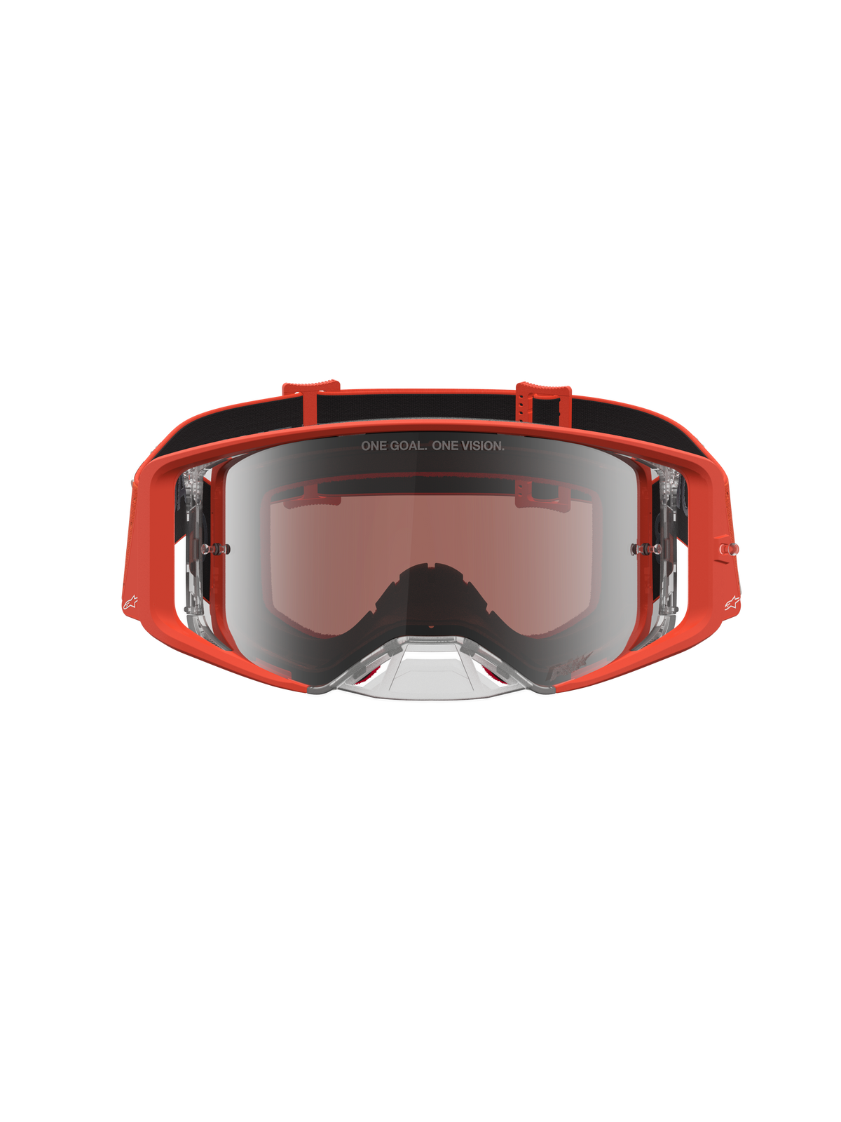Alpinestars Gogle Supertech Vesta do motocrossu, pomarańczowa oprawka ze srebrną lustrzaną soczewką do elitarnych wyścigów.