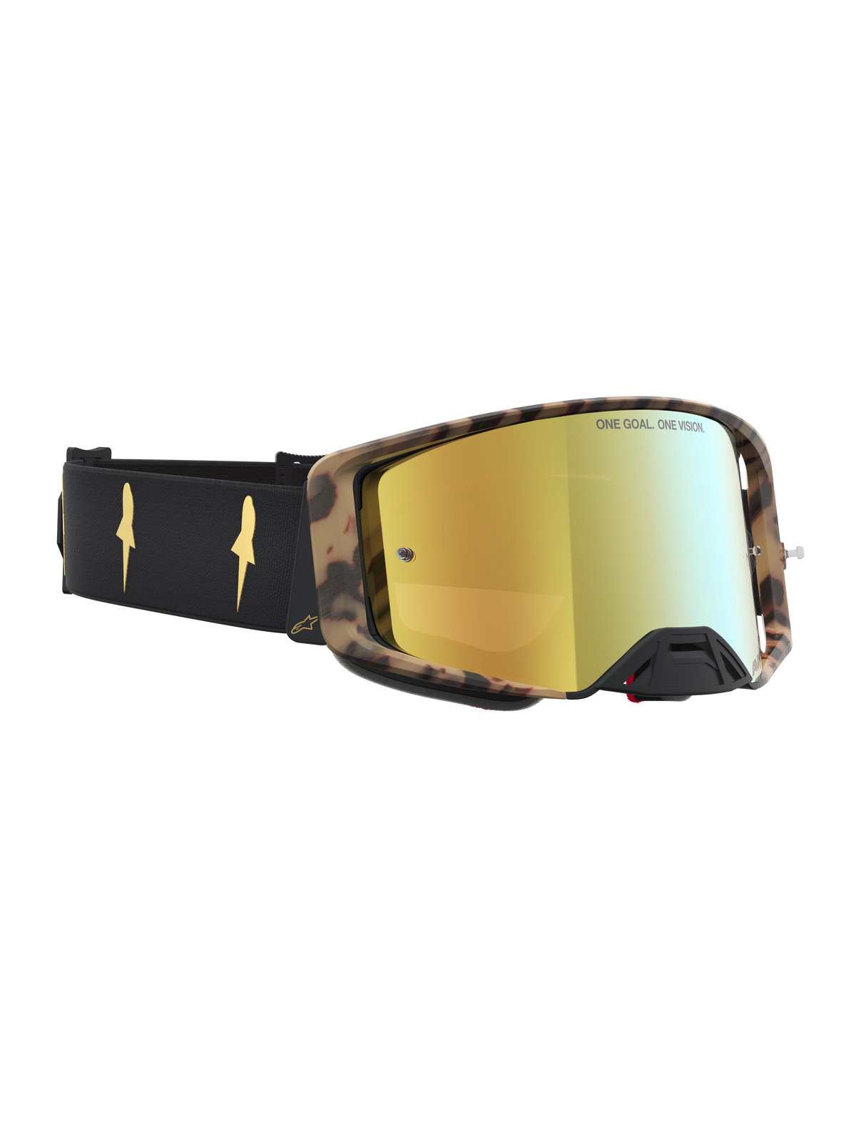 Alpinestars Limited Edition Supertech Zona Goggles, motocross and off-road riding goggles, black and brown mirror gold, high-grade mirror lens, championship-proven design
