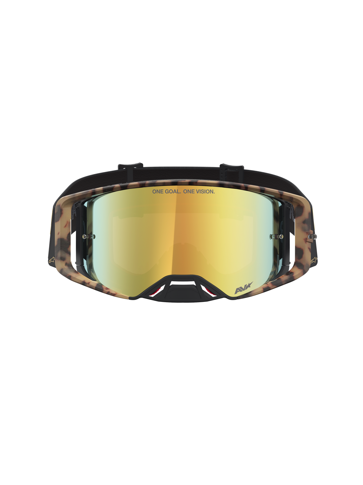 Alpinestars Limited Edition Supertech Zona Goggles, Motocross Goggles, Black and Brown with Mirror Gold Lens, high-grade optical clarity and championship-proven frame architecture