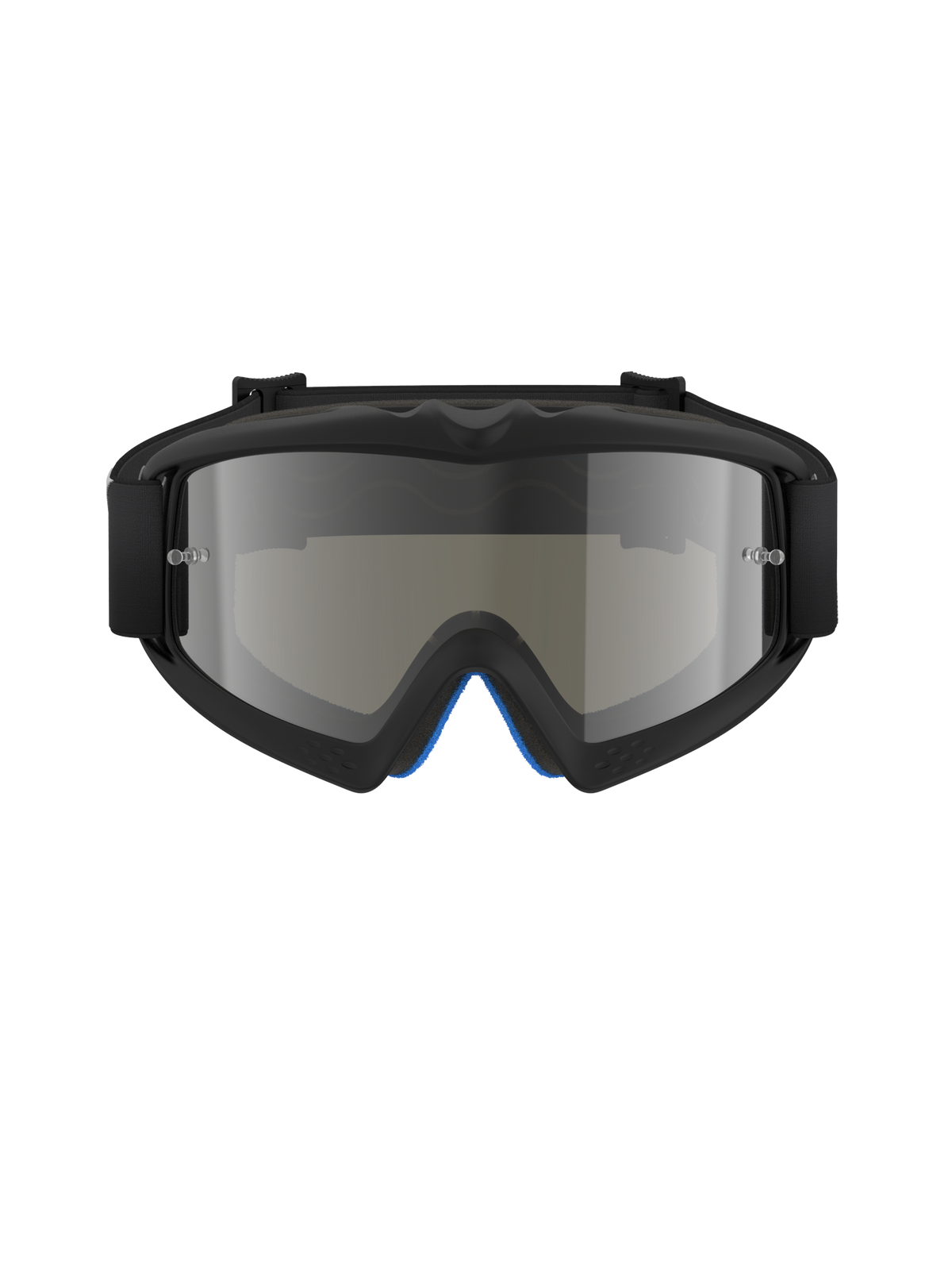 Alpinestars Vision Youth Corp Goggles, gogle motocrossowe, kolor Black Mirror Silver, widok z przodu z lustrzaną soczewką poliwęglanową i czarną ramką uretanową A-FLEX, profesjonalna ochrona oczu off-road dla młodych zawodników