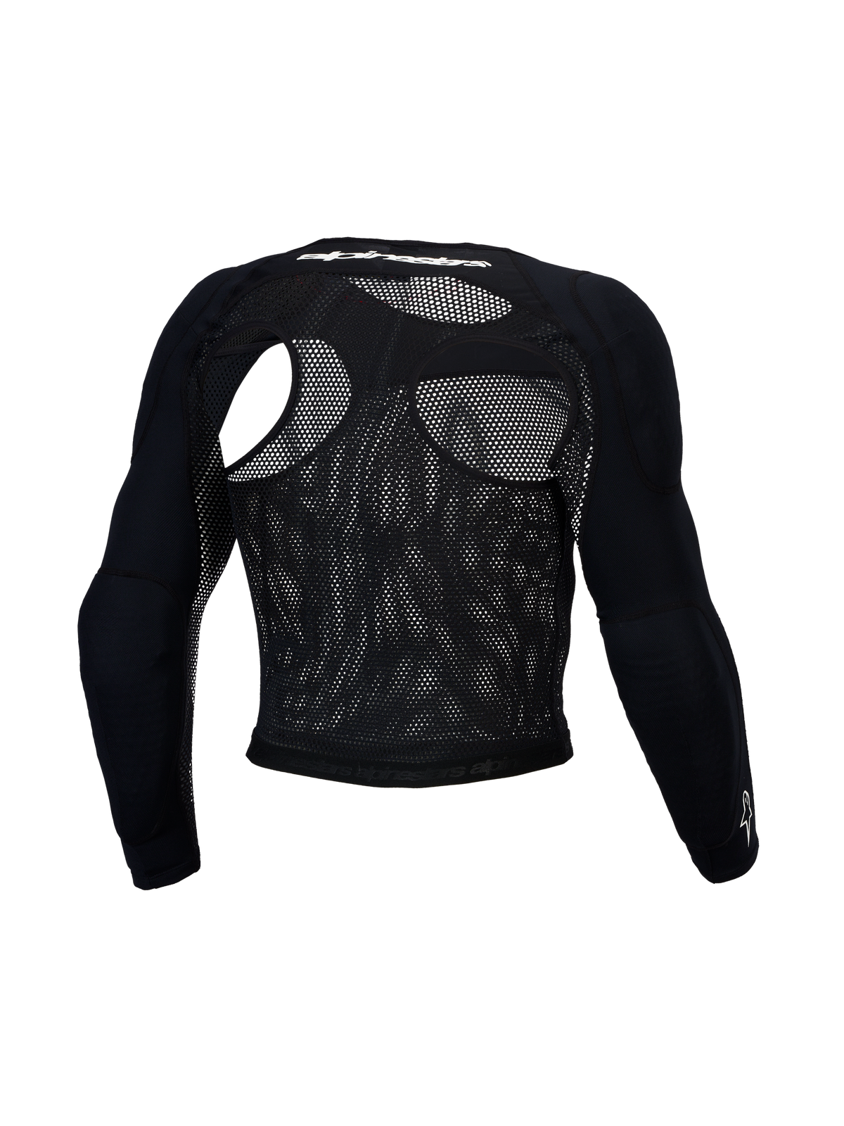 Alpinestars Top Ochronny Bionic Race, czarny męski top z siatki, ochraniacze ramion i łokci CE poziomu 1, widok z tyłu.