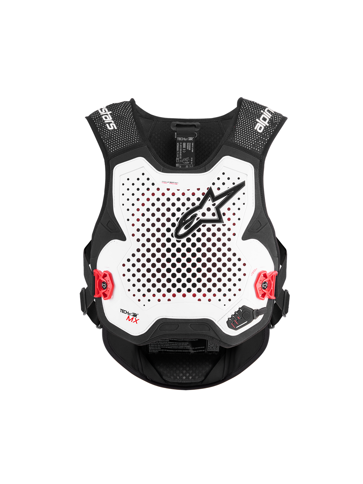 Alpinestars Tech-Air® MX System, motocrossowa kamizelka z poduszką powietrzną, czarna i biała, certyfikat CE, ze zintegrowanym ochraniaczem pleców Nucleon PLASMA
