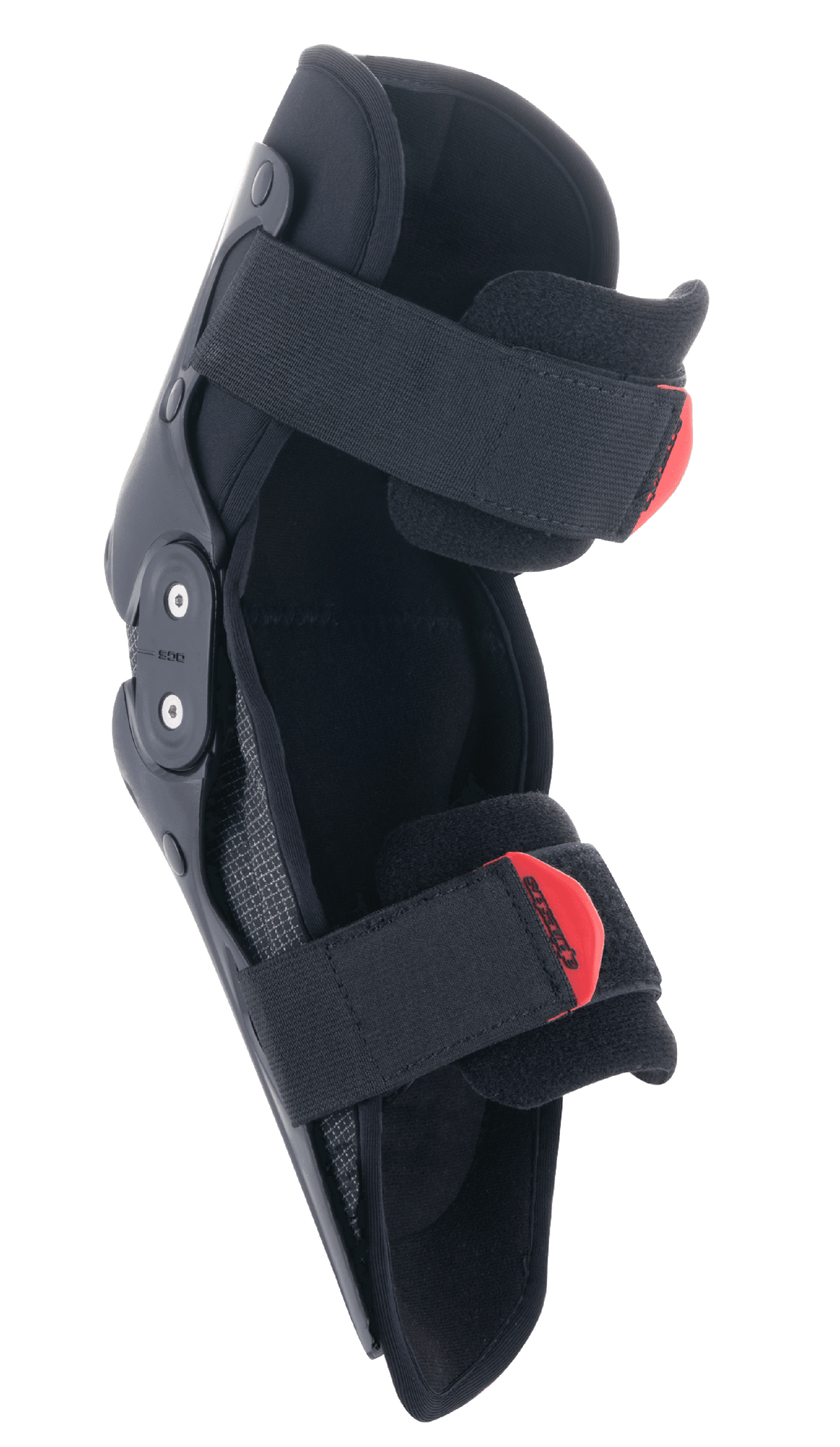 Alpinestars Youth SX-1 Knee Protector, młodzieżowy ochraniacz kolan, czarno-czerwony, system dwóch zawiasów, regulowany system podwójnych pasków z czerwonymi uchwytami, lekka i wytrzymała ochrona dla młodych motocyklistów off-road