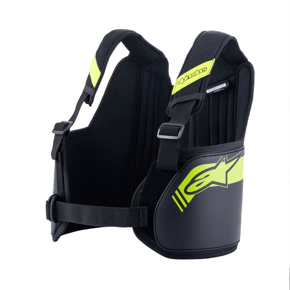 Alpinestars Youth Bionic Rib Support, kartingowy ochraniacz żeber, czarny i żółty fluorescencyjny, regulowane szelki i panel tylny, ergonomiczne osłony o podwójnej gęstości z rdzeniem z włókna szklanego, oddychająca wyściółka z siateczki 3D, młodzieżowy sprzęt ochronny do kartingu