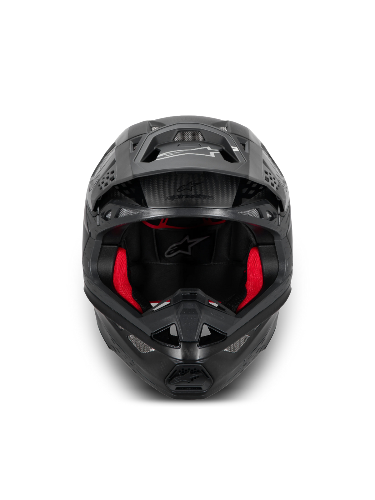 Alpinestars Supertech M10 Fame, kask motocyklowy motocrossowy, czarny i czerwony, lekka konstrukcja z włókna węglowego 3K, certyfikat ECE 22.06