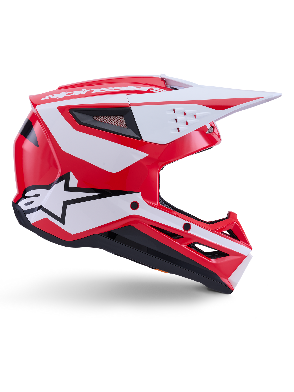 Kask Alpinestars S-M3 Heat, kask motocrossowy off-road, czerwony i biały, certyfikat ECE 22.06, błyszcząca skorupa