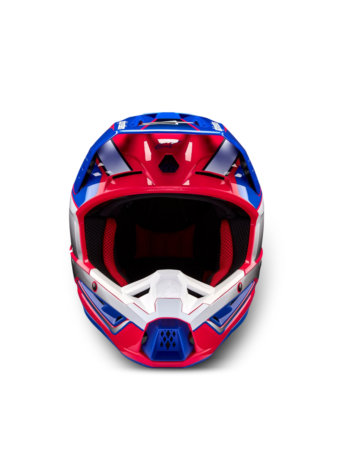 Kask Alpinestars S-M5 Sail, kask motocross off-road, biały, Diva Pink i Enamel Blue, certyfikat ECE 22.06.