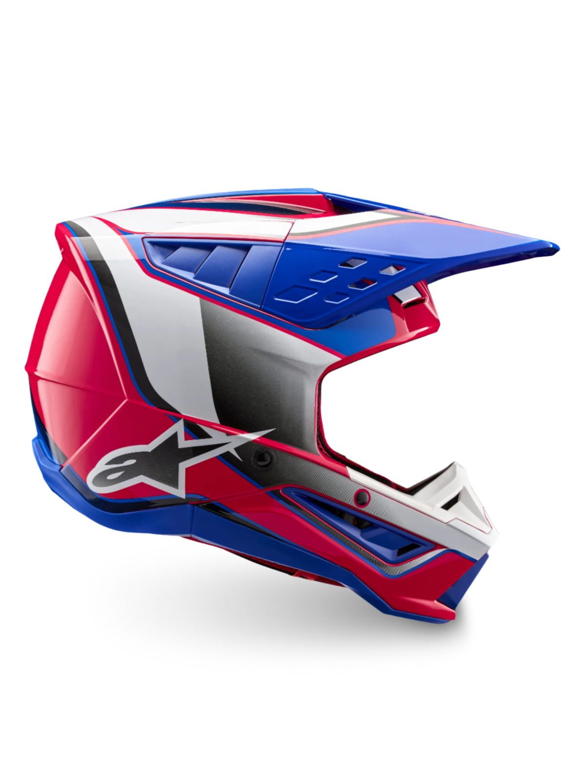 Alpinestars kask S-M5 Sail ECE 22.06, kask motocyklowy motocrossowy, biały, różowy i niebieski, błyszczące wykończenie