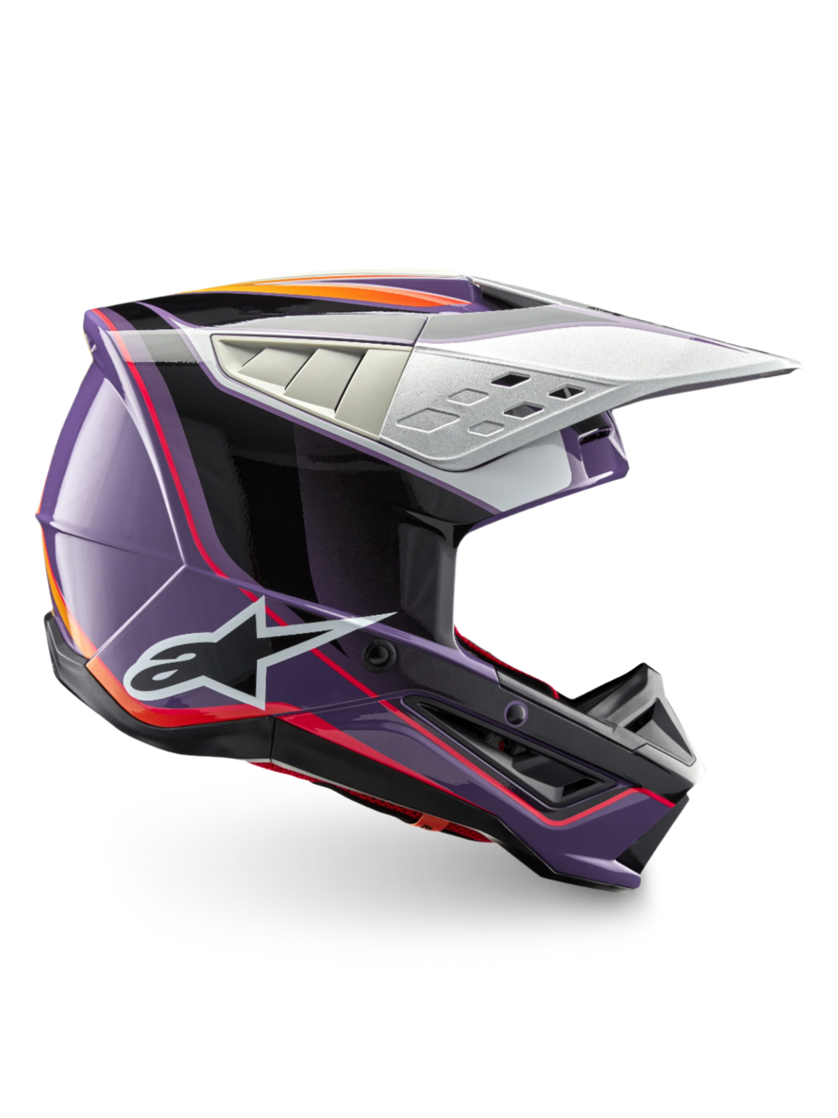 Alpinestars S-M5 Sail, kask motocrossowy do wyścigów off-road, fioletowy, czarny i srebrny błyszczący, certyfikat ECE 22.06