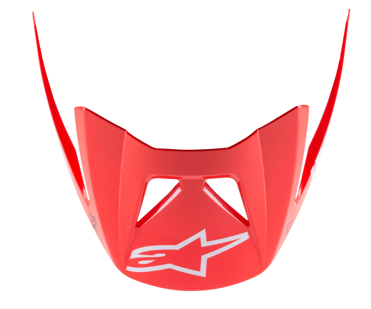 Alpinestars Visor Vector Tech A2, MTB Helmet Visor, Bright Red with White Star Logo, aerodynamic design with angular extensions, glossy finish for mountain biking