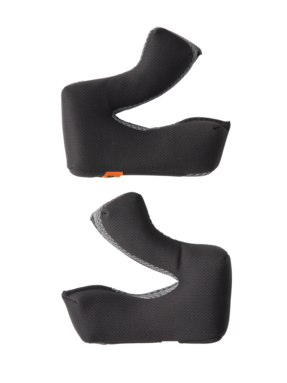 Alpinestars S-M3 Cheek Pad Set +5MM, wymienne poduszki do kasku motocrossowego, czarna teksturowana tkanina z szarymi krawędziami z siatki, ergonomiczny wyprofilowany design, materiał odprowadzający wilgoć zapewniający komfort i dopasowanie